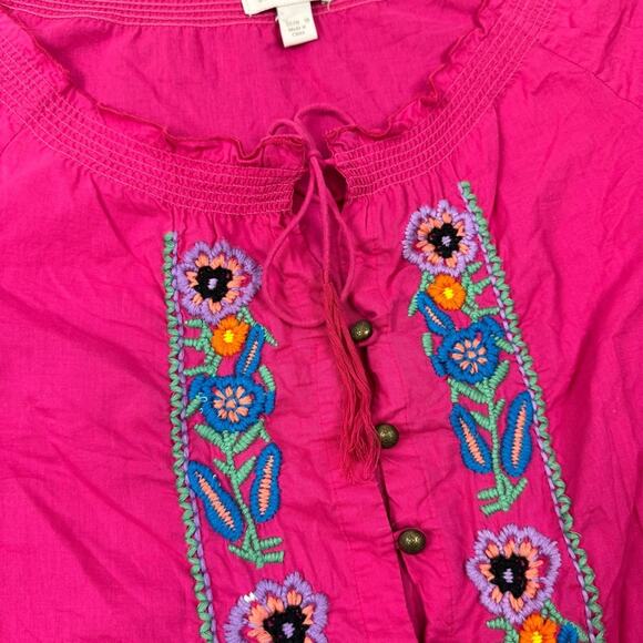 Boston Proper Blouse with Ruffled Elastic Short Sleeves and Embroidery ~ 10 - Picture 13 of 13